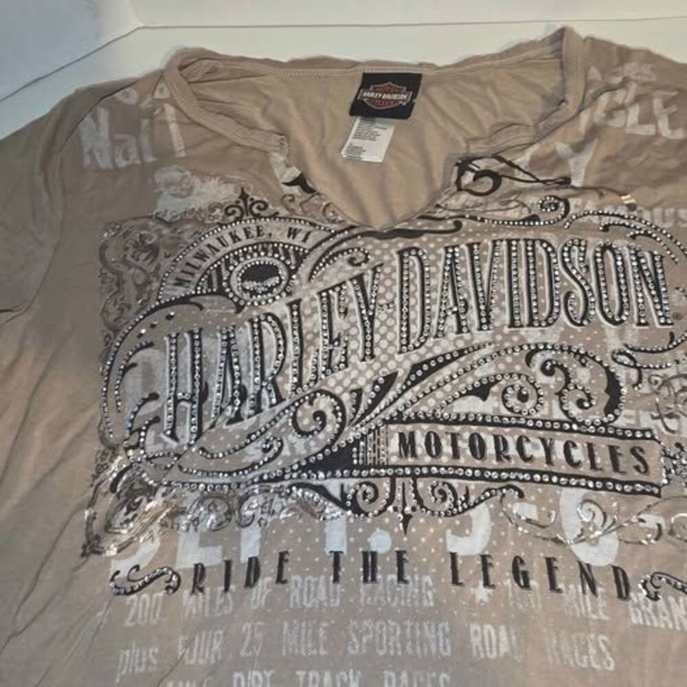 Harley-Davidson Women’s Large Rhinestone “Ride The Legend” Top - Picture 3 of 6